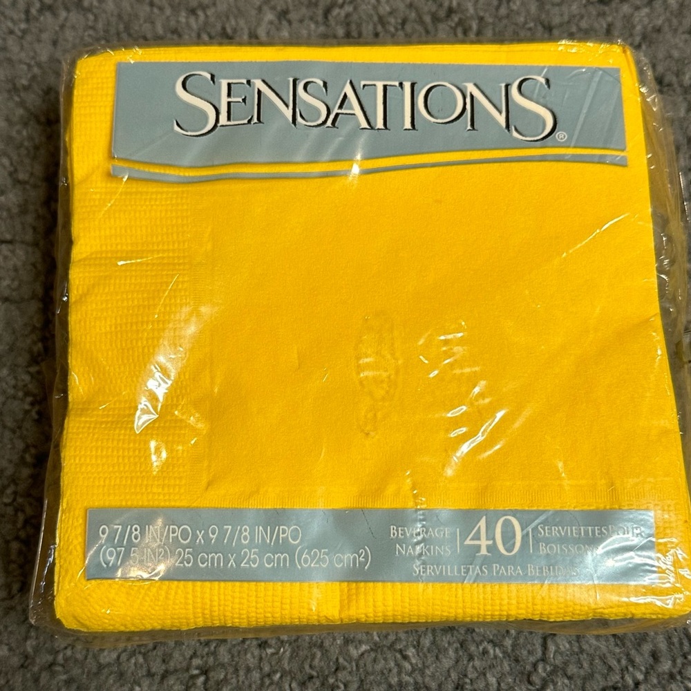 Sensations Beverage Napkins Golden Yellow 40ct New